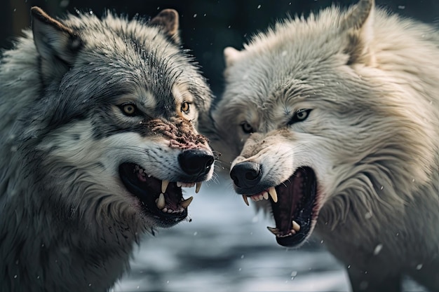 Dos lobos luchando