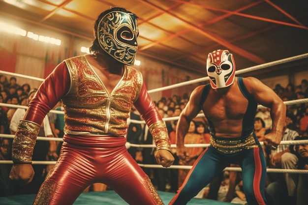 Foto dos luchadores de lucha libre en el ring