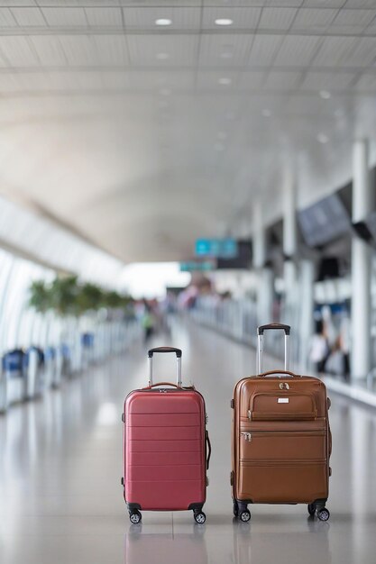 Dos maletas en el aeropuerto a poca profundidad de campo fondo borroso
