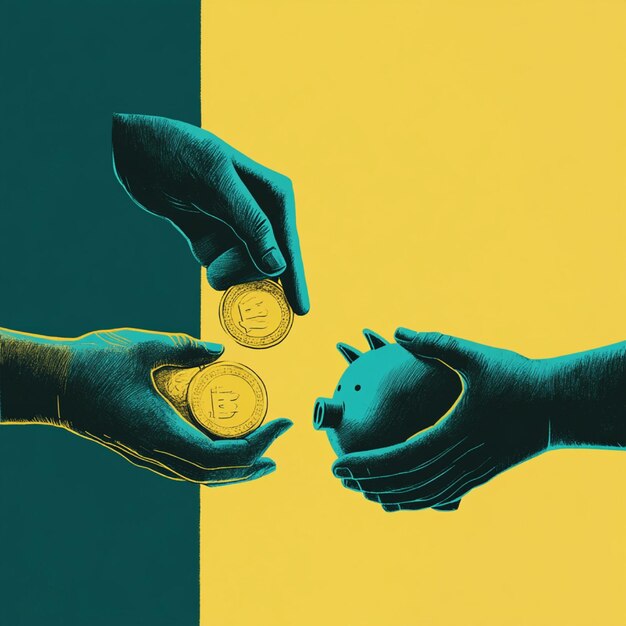 Dos manos diferentes sosteniendo las monedas