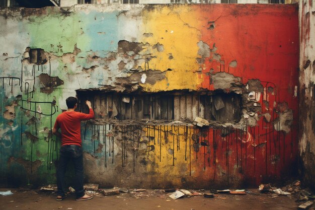 Dos manos pintando la pared