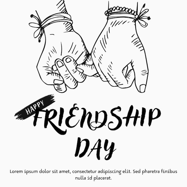 dos manos sosteniéndose unas a otras con una cinta que dice día de la amistad