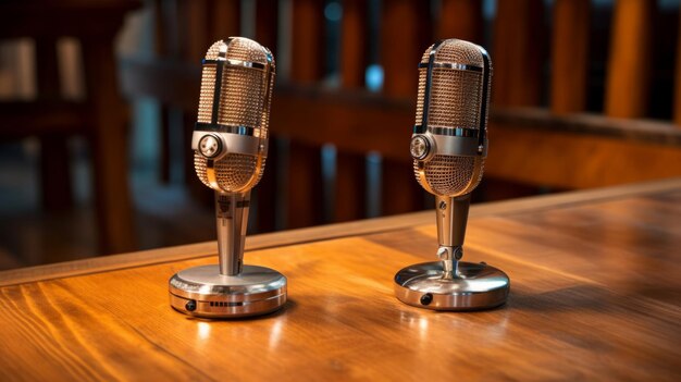 Dos micrófonos para el podcast IA generativa