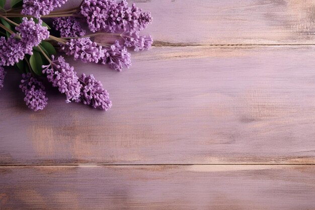 Dos mini ramo de flores de lavanda sobre fondo de madera IA generativa