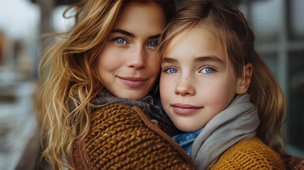 Dos mujeres abrazándose por la ventana