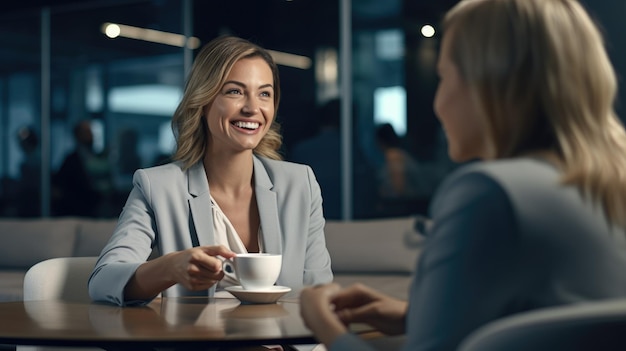 Dos mujeres conversando en un café.