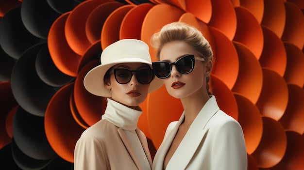 Dos mujeres con gafas de sol y sombrero.
