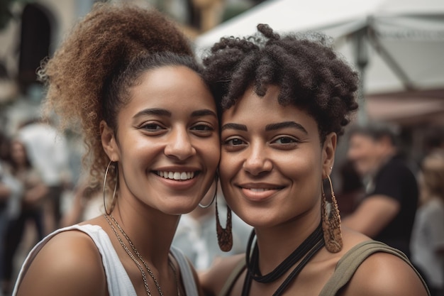 Dos mujeres sonriendo para una foto