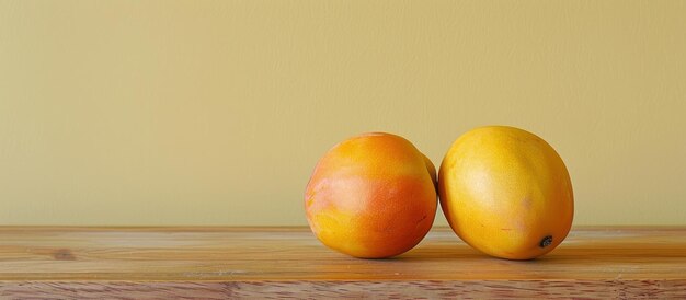 Dos naranjas en una mesa de madera