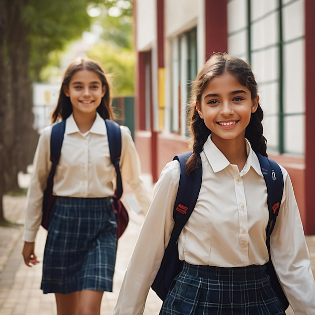 dos niñas que van a la escuela