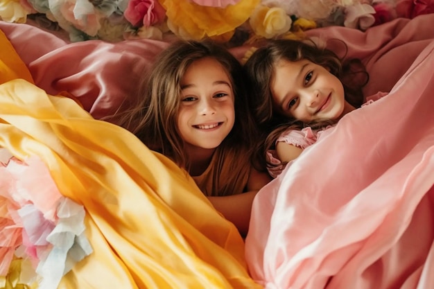 dos niñas sonriendo para una foto sincera