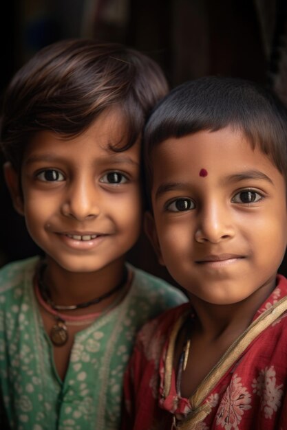 Dos niños mirando a la cámara con una sonrisa