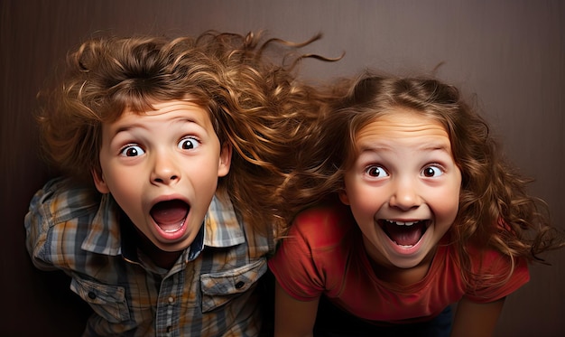 Foto dos niños pequeños posan para una foto