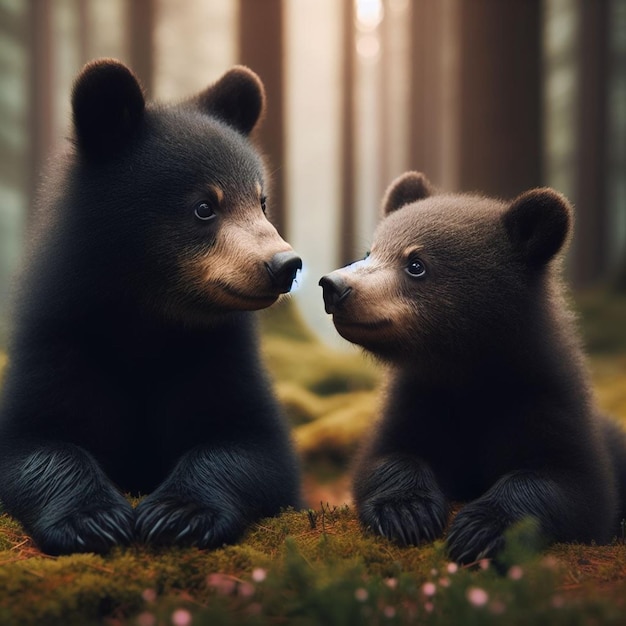 Dos osos enamorados una encantadora visión del romance de la vida silvestre