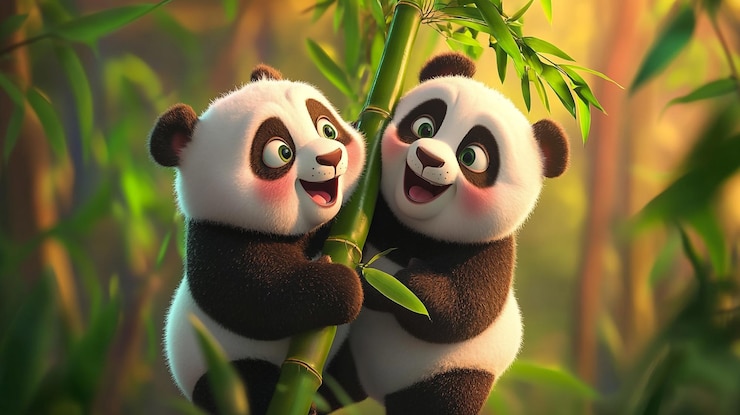 Foto dos osos panda se están abrazando uno al otro uno tiene una nariz rosa
