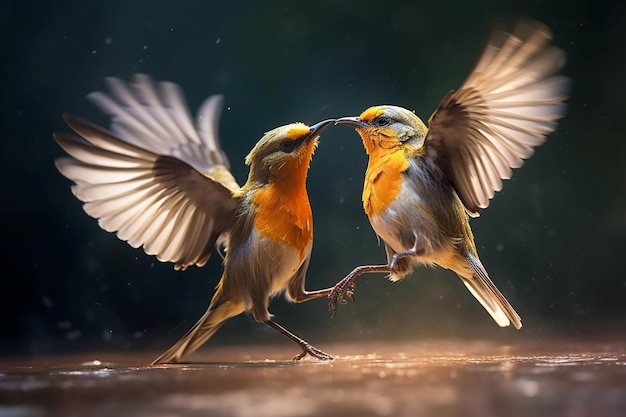 Dos pájaros peleando