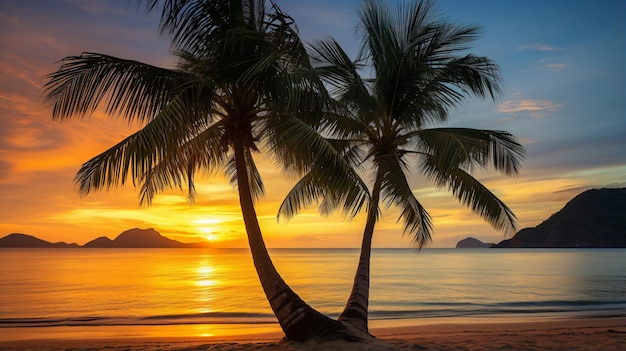 Dos palmeras en la playa al amanecer Coorong Coorong