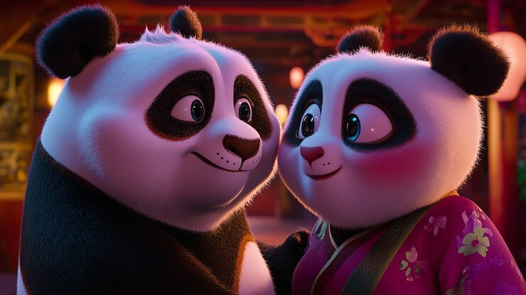 Foto dos pandas con el número 50 en sus rostros