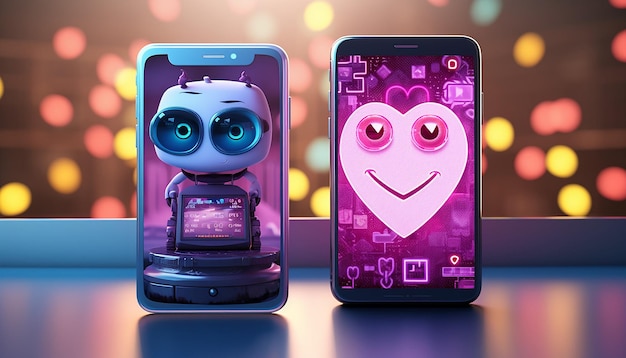 Dos pantallas de teléfonos inteligentes una al lado de la otra que muestran mensajes de amor y emojis de abrazos