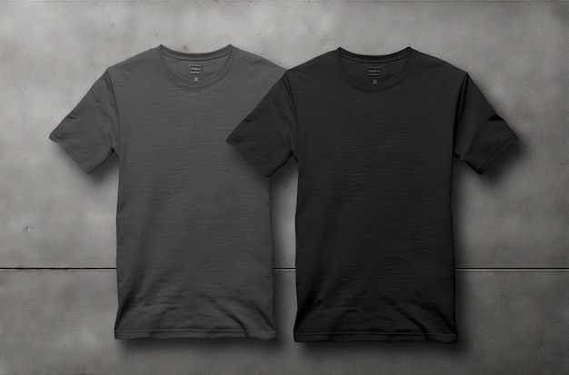 Dos pares de camisetas grises delanteras y traseras generadas por la IA