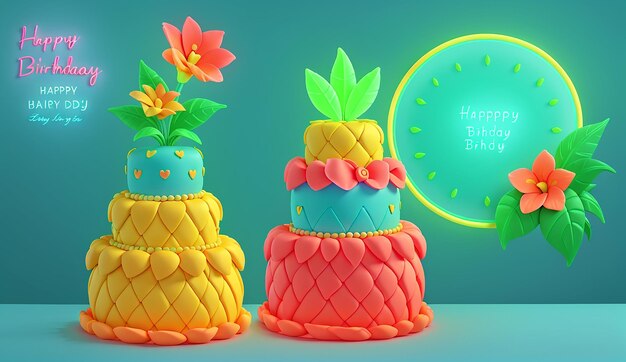 Foto dos pasteles con flores en ellos