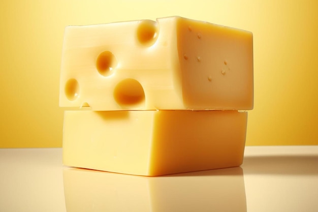 Foto dos pedazos de queso apilados uno encima del otro