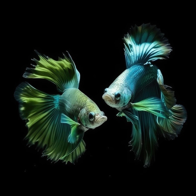 Dos peleas de peces betta de media luna