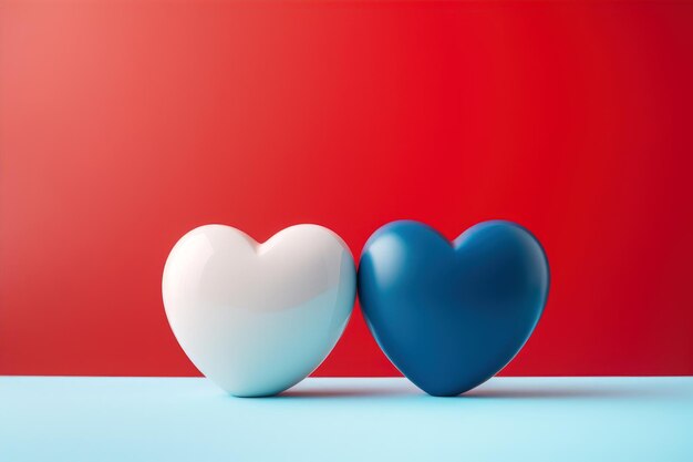 Dos pequeños corazones un símbolo de pareja para la tarjeta de felicitación del Día de San Valentín y las celebraciones de amor