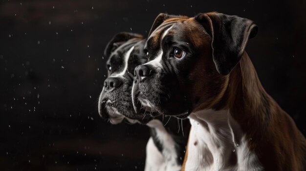 Dos perros boxeadores posando para un retrato