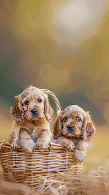 dos perros cachorro en una canasta