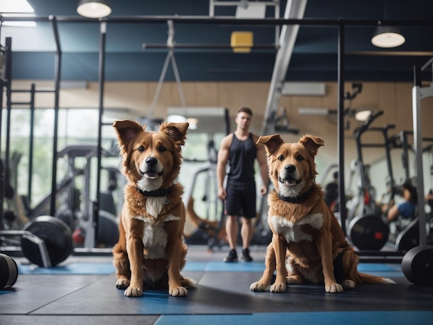 Dos perros en un gimnasio