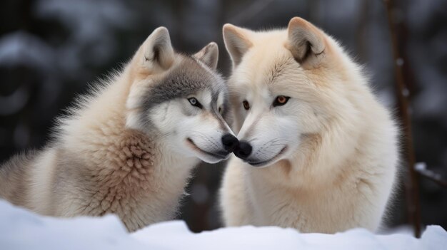 Dos perros en la nieve.