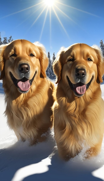 Dos perros en la nieve.