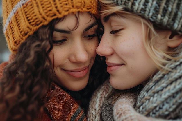 Dos personas compartiendo un momento cercano sus sonrisas y afecto evidente resaltado por su colorido w