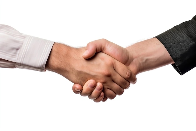Dos personas dándose la mano con fondo transparente Dos personas dándose la mano con fondo blanco AI