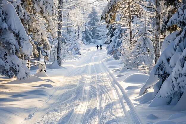 dos personas están caminando en la nieve en un día de nieve