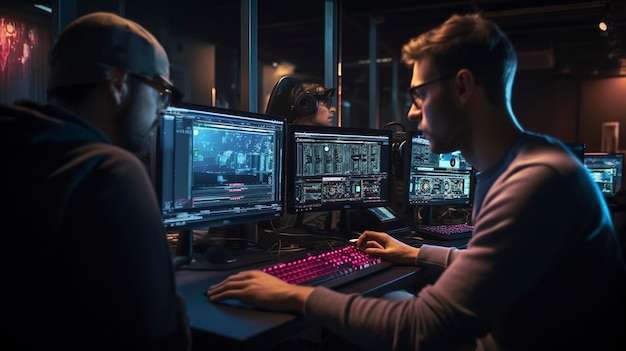 Foto dos personas están mirando una computadora con la palabra en el teclado