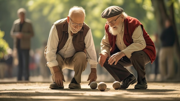 Foto dos personas mayores jugando en un parque