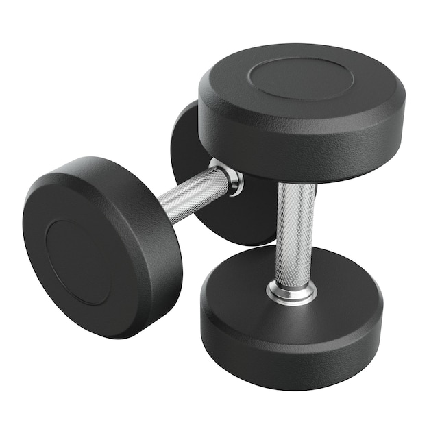 Dos pesas de goma redondas en blanco equipo de gimnasio de levantamiento de pesas vista superior