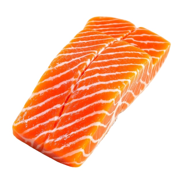 dos piezas de filetes de salmón crudo ai generado png fondo transparente