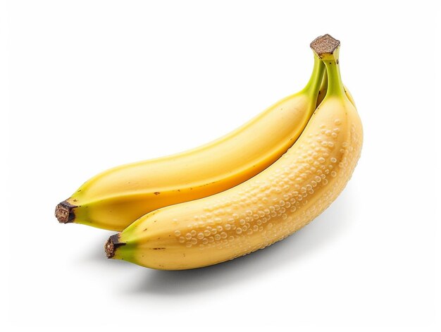 Dos plátanos están sentados sobre un fondo blanco con un fondo blanco.