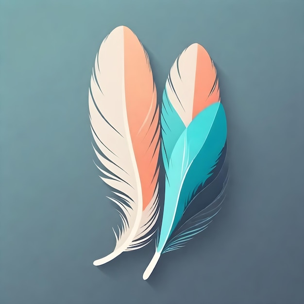 dos plumas de colores con un fondo azul con uno blanco y naranja