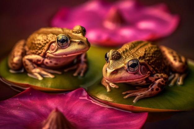 Foto dos ranas en una hoja con una que dice 'rana'