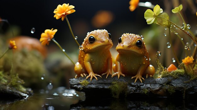 Foto dos ranas sentadas en una rama de un árbol