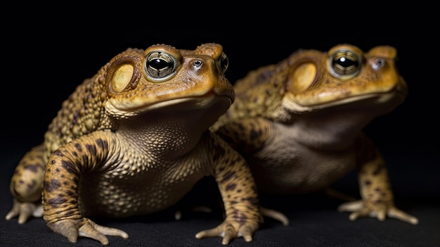 Dos ranas sobre un fondo negro