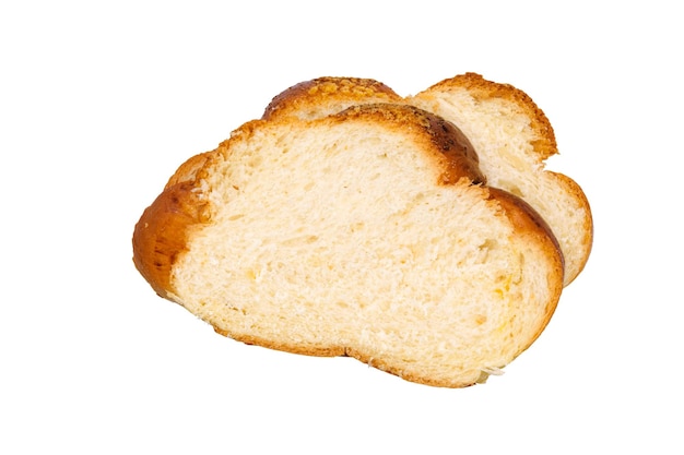 Dos rebanadas aisladas de un archivo PNG de pan de levadura dulce fresco con fondo transparente