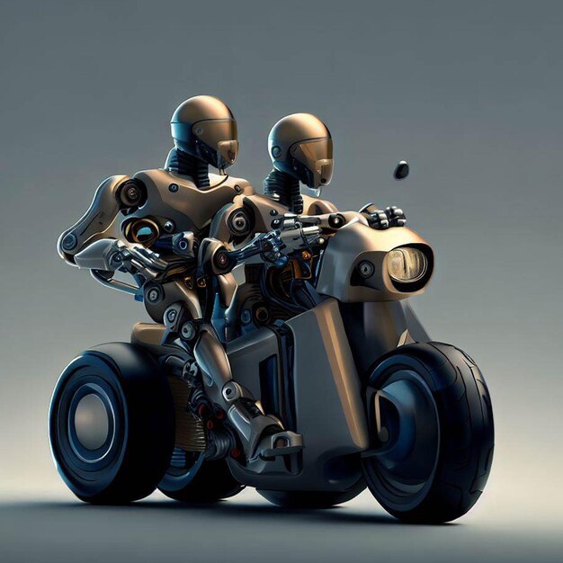 Dos robots de inteligencia artificial en motocicleta