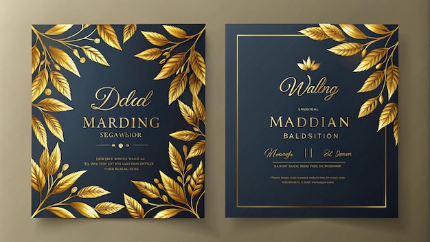 dos signos azules y dorados con hojas doradas y un fondo azul