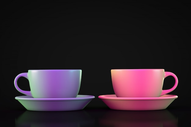 Dos tazas de té de color oscuro