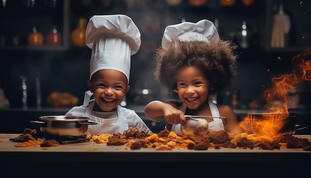 dos tipos étnicos afro cocinando galletas de Navidad en la cocina